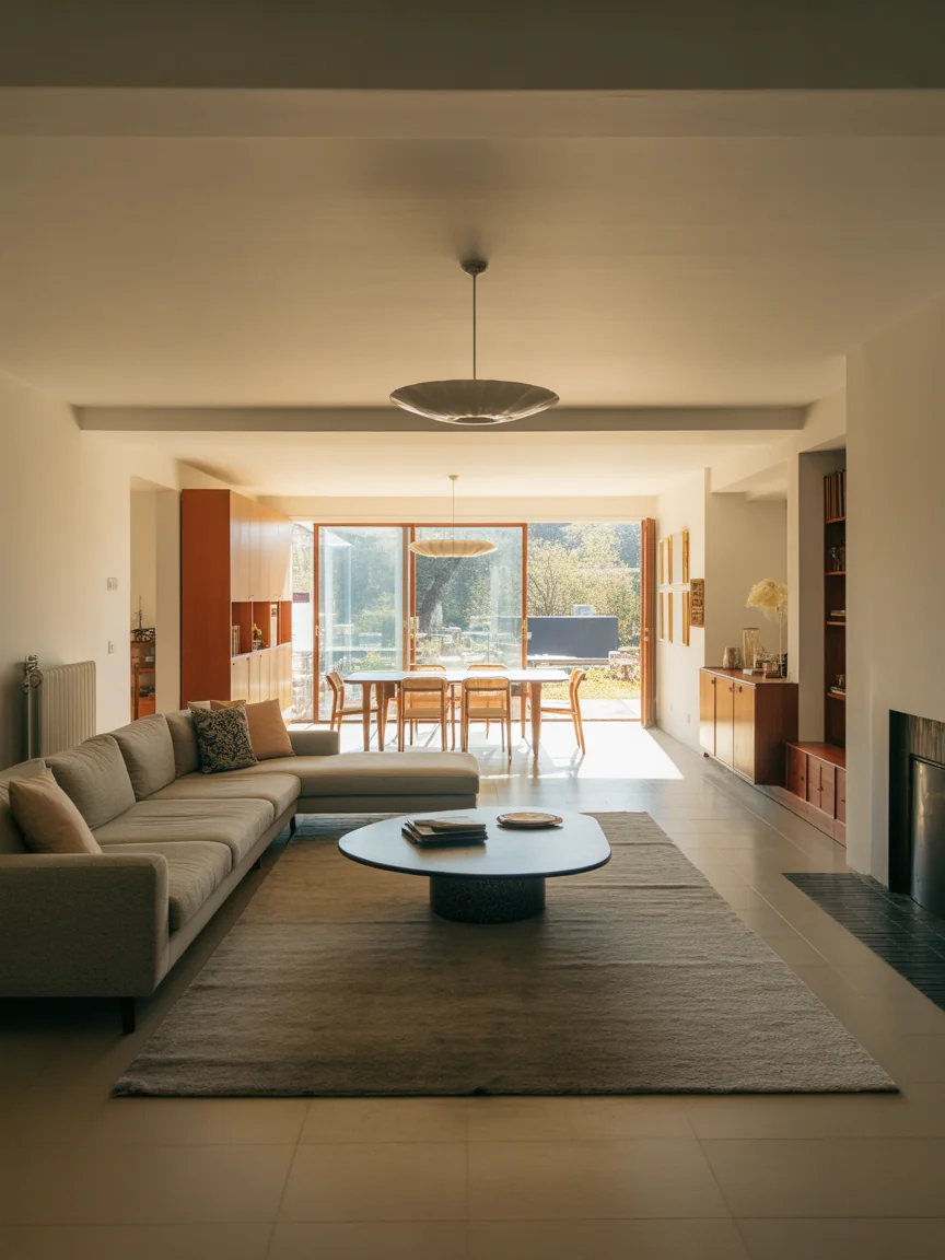 7. Open-Plan Mid-Century Flow