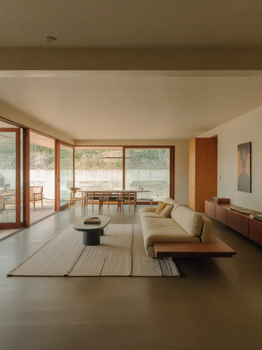 9. Open-Plan Mid-Century Living Area 9. Open-Plan Mid-Century Living Area