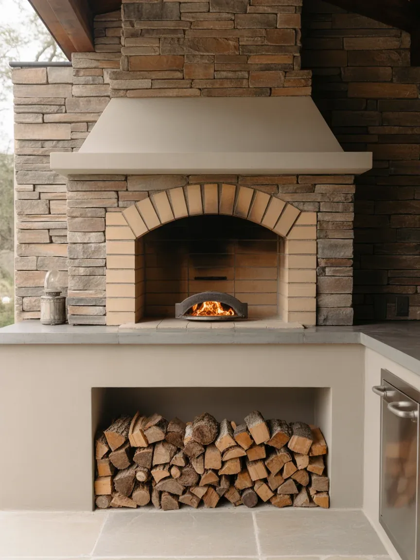 21. Outdoor Kitchen With Pizza Oven Feature Wall 21. Outdoor Kitchen With Pizza Oven Feature Wall