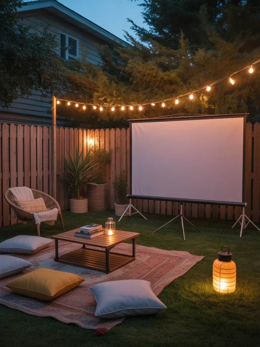 9. Outdoor Movie Night Zone With Projector Wall 9. Outdoor Movie Night Zone With Projector Wall