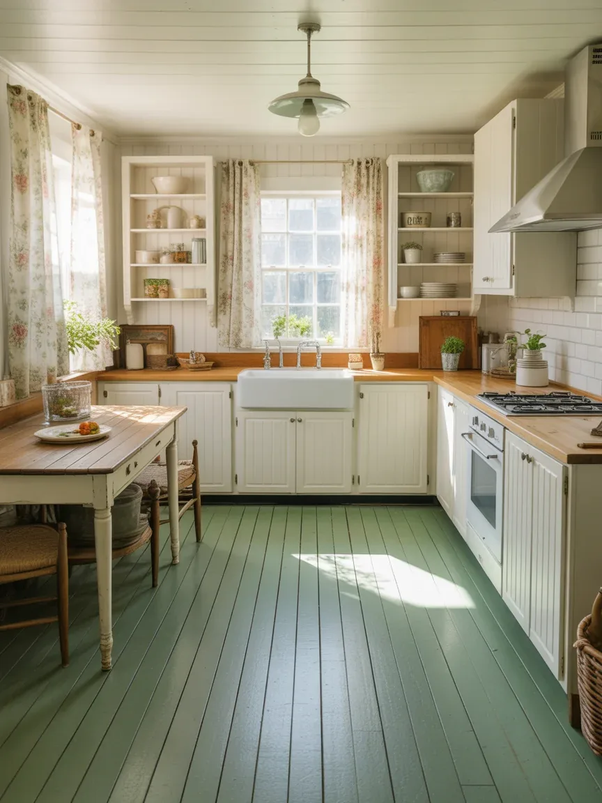 13. Painted Wood Floor Cottage Farmhouse Style 13. Painted Wood Floor Cottage Farmhouse Style