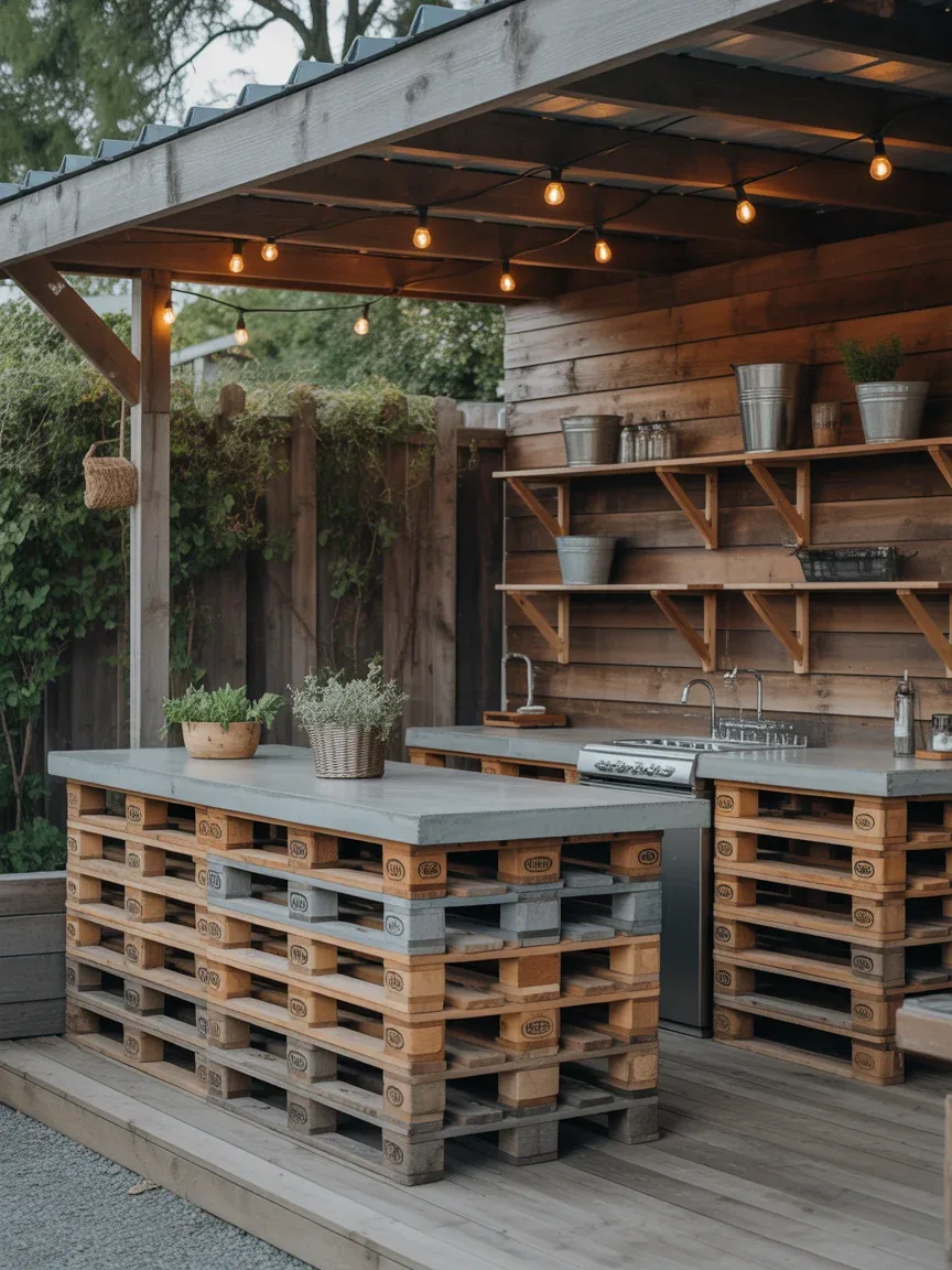 1. Pallet Wood Rustic Outdoor Kitchen 1. Pallet Wood Rustic Outdoor Kitchen