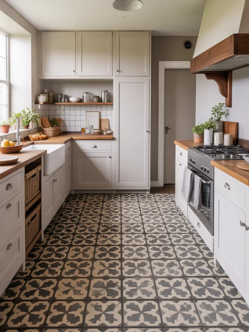 11. Patterned Cement Tile Statement Floor 11. Patterned Cement Tile Statement Floor