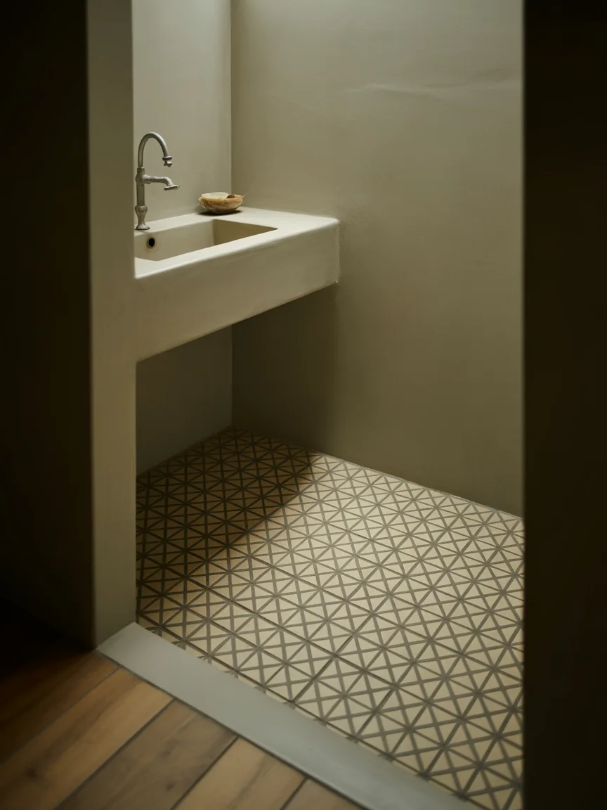 16. Patterned Tile Feature Floor
