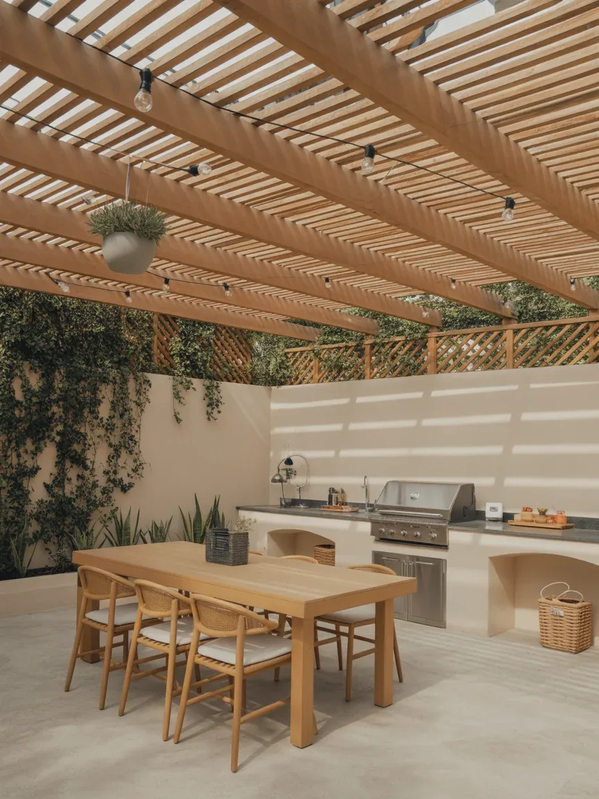 11. Pergola-Covered Kitchen 11. Pergola-Covered Kitchen