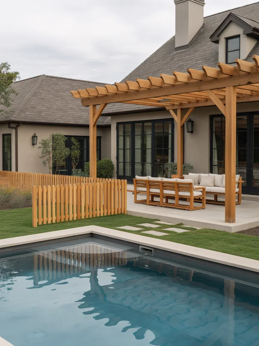 13. Poolside Pergola-Integrated Fence Layout 13. Poolside Pergola-Integrated Fence Layout