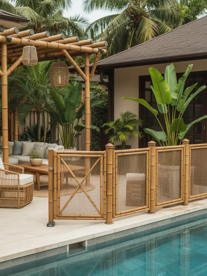 6. Resort-Style Bamboo Accent Fence 6. Resort-Style Bamboo Accent Fence