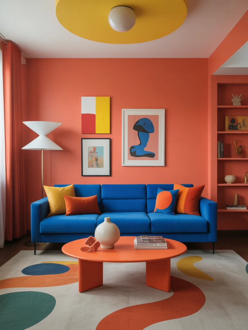 21. Retro Pop With Bright Blue Sofa