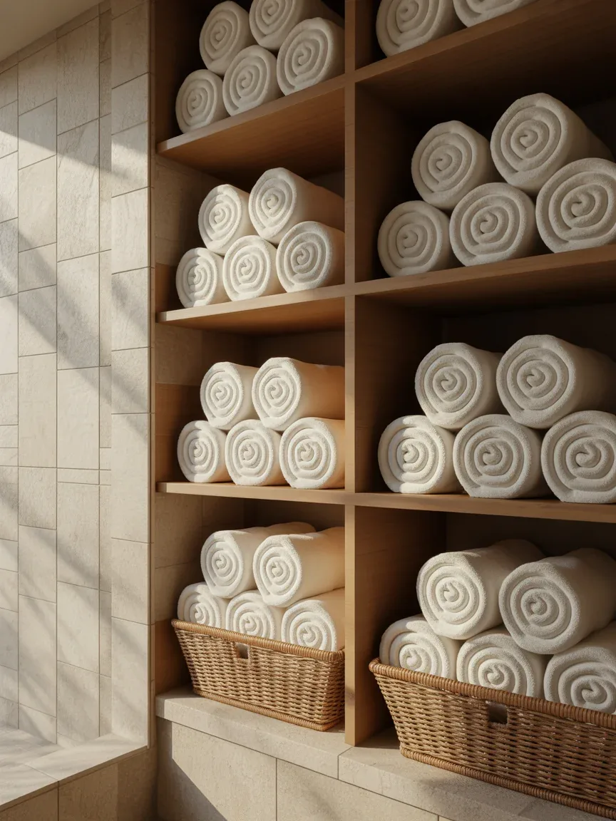Roll Towels for That Spa-Like Look Roll Towels for That Spa-Like Look