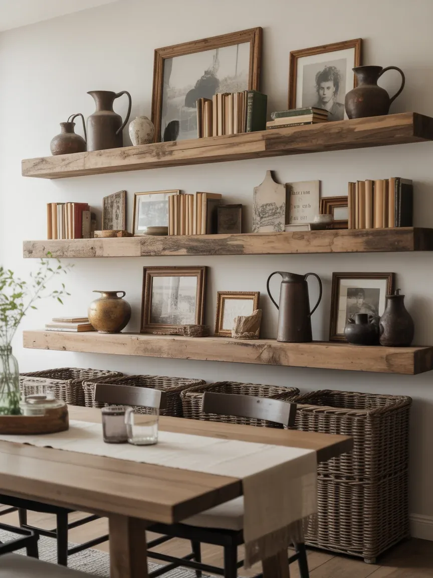 3. Rustic Farmhouse Shelves With Vintage Finds 3. Rustic Farmhouse Shelves With Vintage Finds