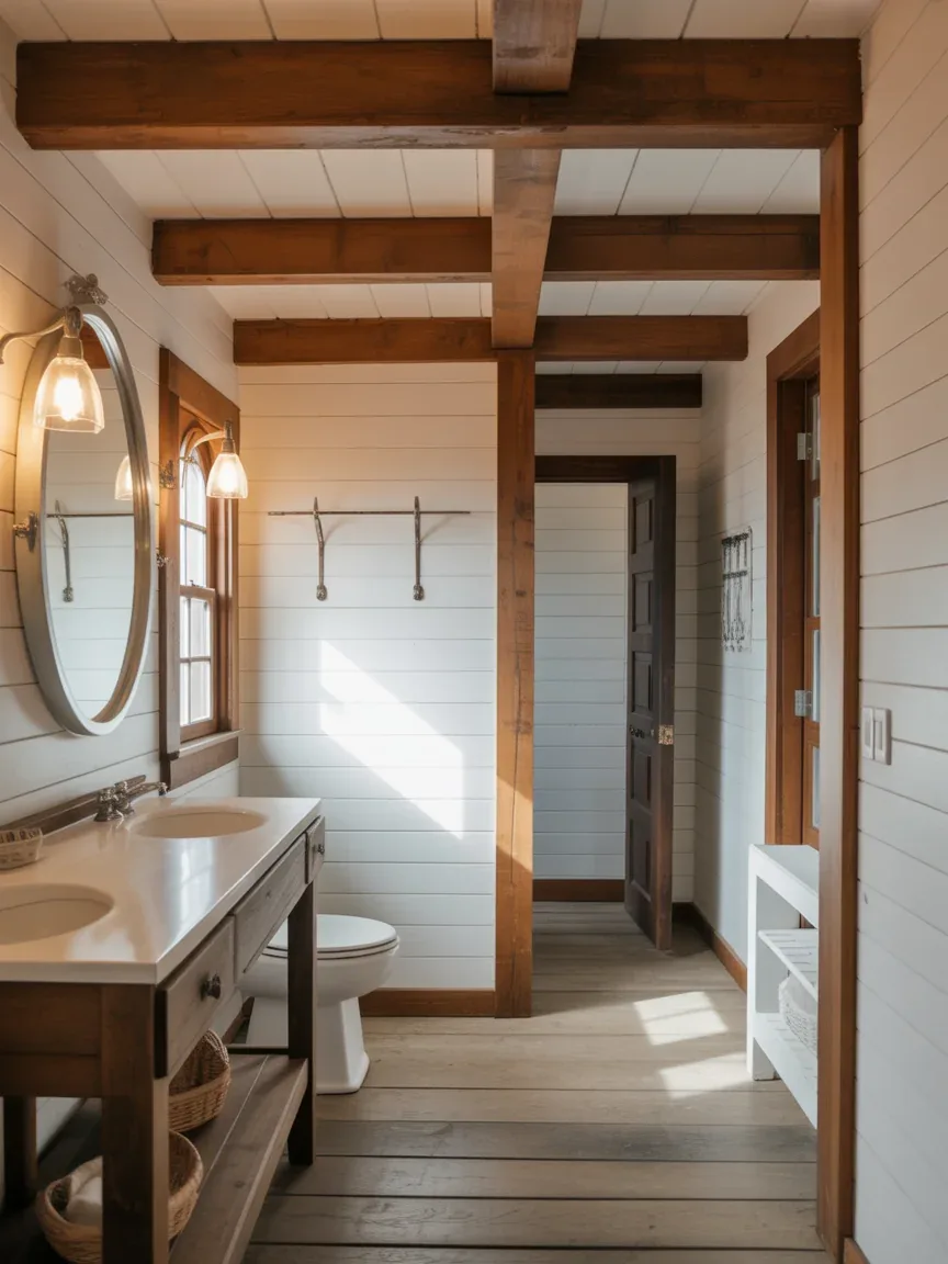 22. Rustic Farmhouse With Exposed Wood Beams 22. Rustic Farmhouse With Exposed Wood Beams