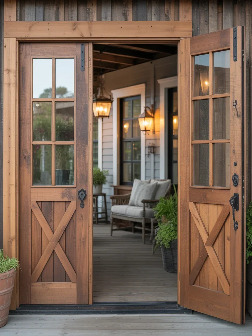 4. Rustic Farmhouse Wooden Double Doors 4. Rustic Farmhouse Wooden Double Doors
