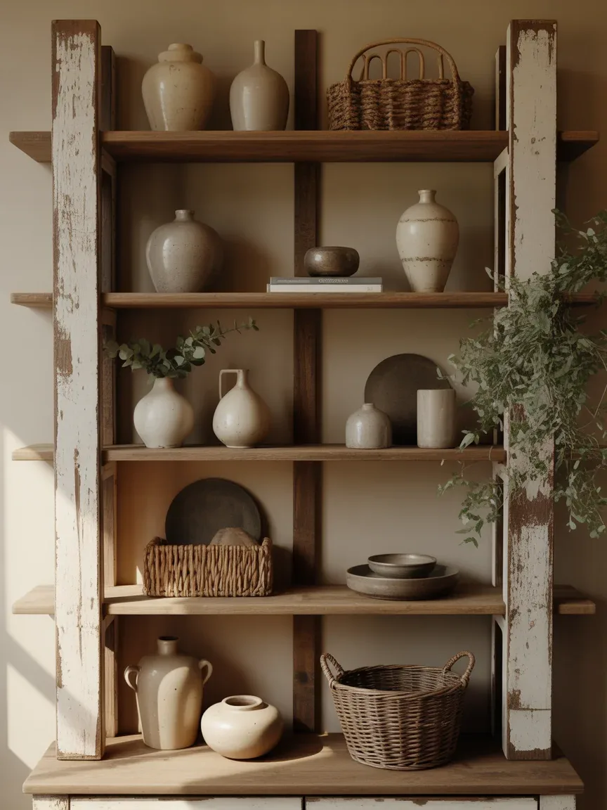 8. Rustic Farmhouse Wooden Shelves 8. Rustic Farmhouse Wooden Shelves