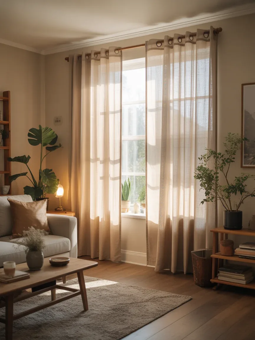 10. Rustic Linen With Wooden Rods 10. Rustic Linen With Wooden Rods