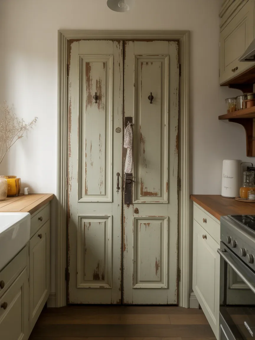 16. Rustic Painted Door With Distressed Finish 16. Rustic Painted Door With Distressed Finish
