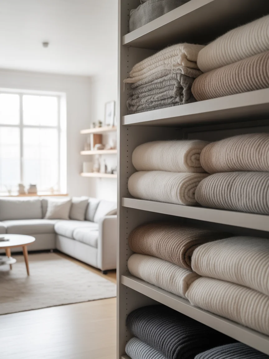 5. Scandinavian Calm With Open Shelf Folding