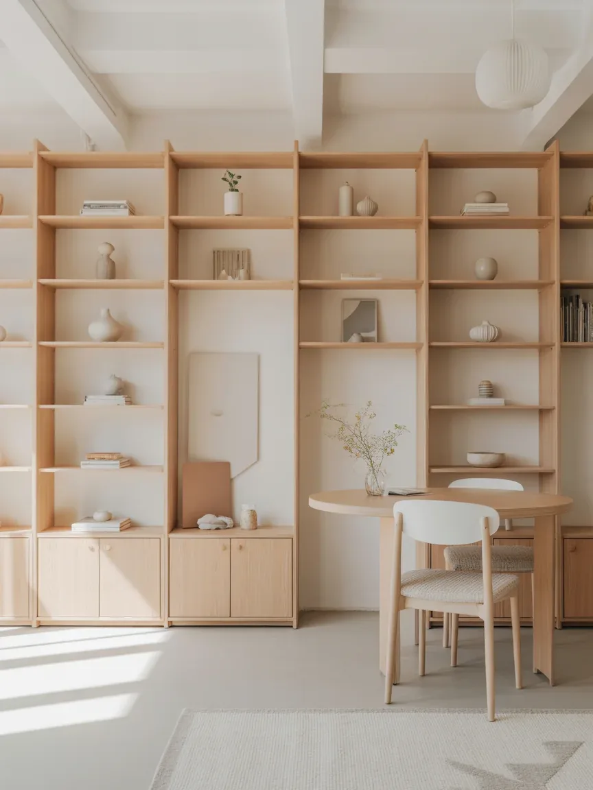 9. Scandinavian Light Wood Open Shelving 9. Scandinavian Light Wood Open Shelving
