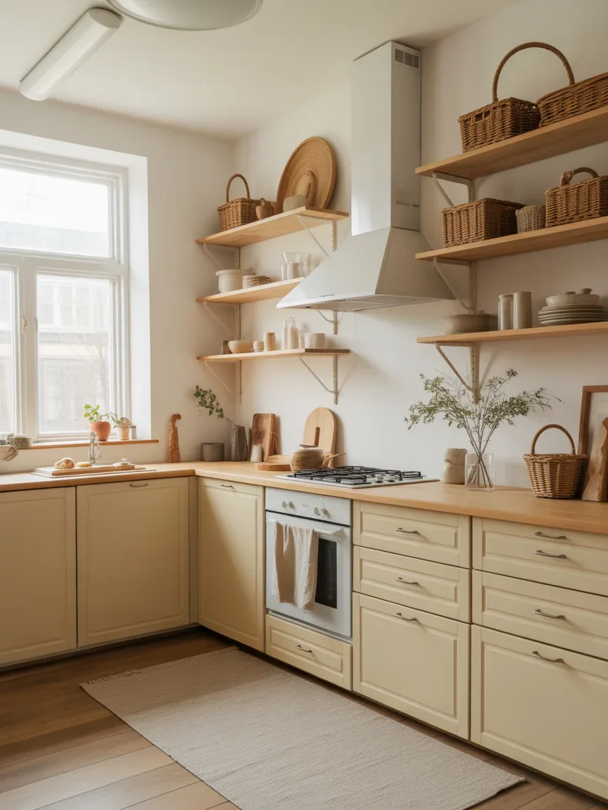 4. Scandinavian-Inspired Beige Kitchen With Natural Textures 4. Scandinavian-Inspired Beige Kitchen With Natural Textures