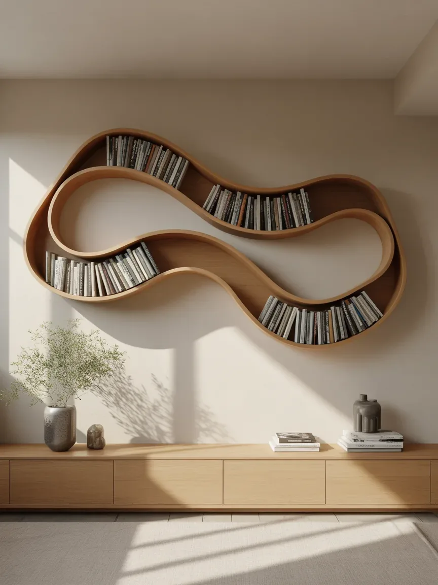 1. Sculptural Wave Wall Shelf Statement 1. Sculptural Wave Wall Shelf Statement