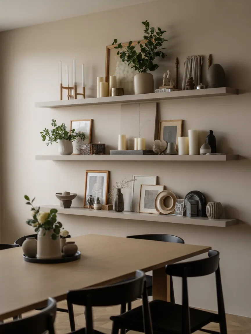 17. Seasonal Rotating Shelf Decor 17. Seasonal Rotating Shelf Decor