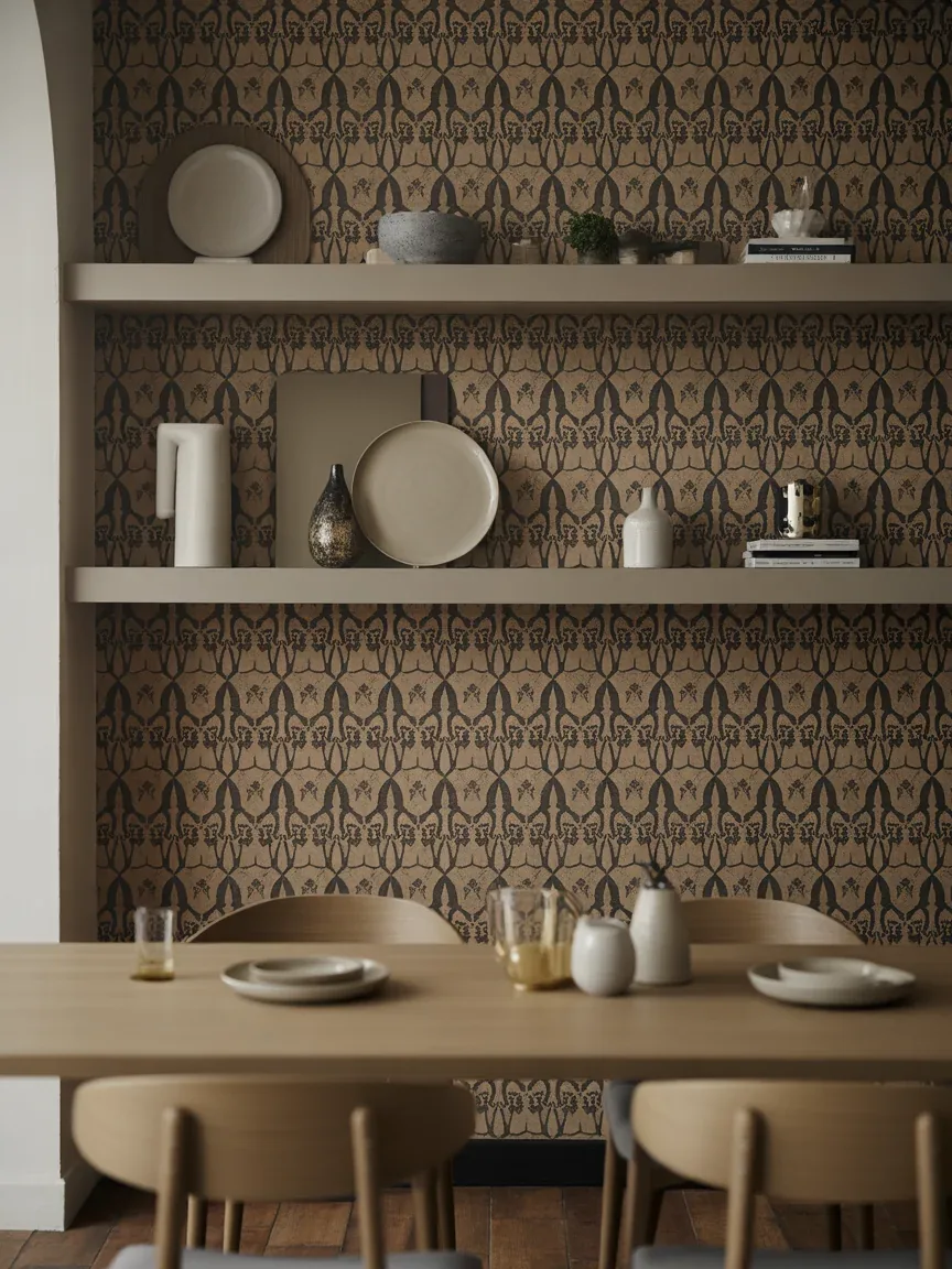 20. Shelf Styling Around Statement Wallpaper 20. Shelf Styling Around Statement Wallpaper