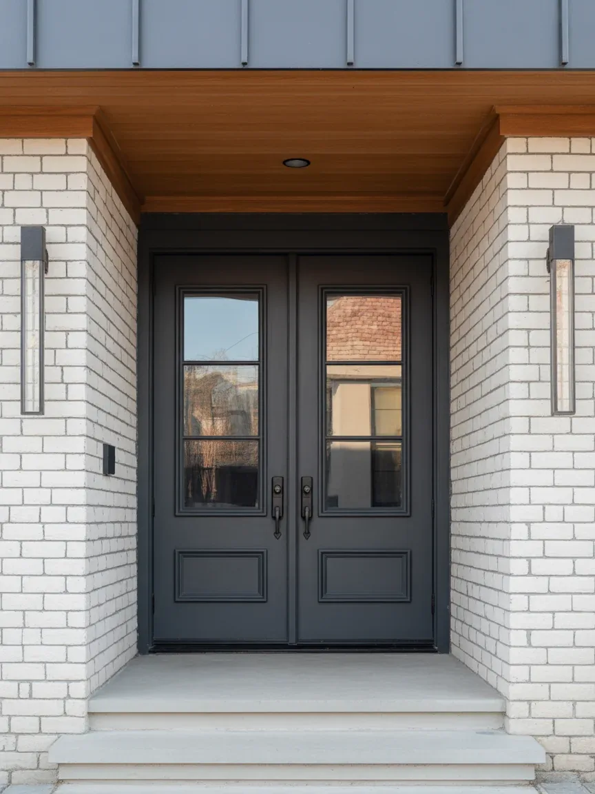 21. Sleek Charcoal Gray Double Doors 21. Sleek Charcoal Gray Double Doors