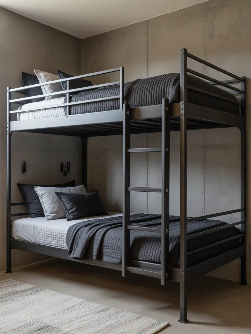 3. Sleek Industrial Metal Bunks 3. Sleek Industrial Metal Bunks