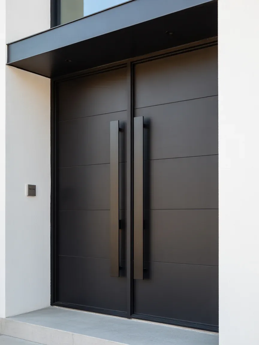 1. Sleek Matte Black Modern Double Doors 1. Sleek Matte Black Modern Double Doors