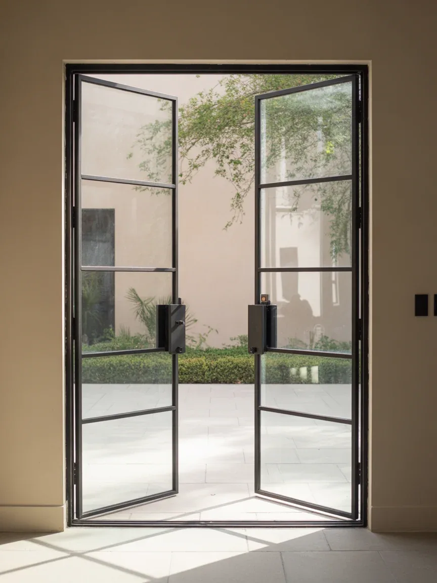 2. Sleek Modern Glass Panel Doors 2. Sleek Modern Glass Panel Doors