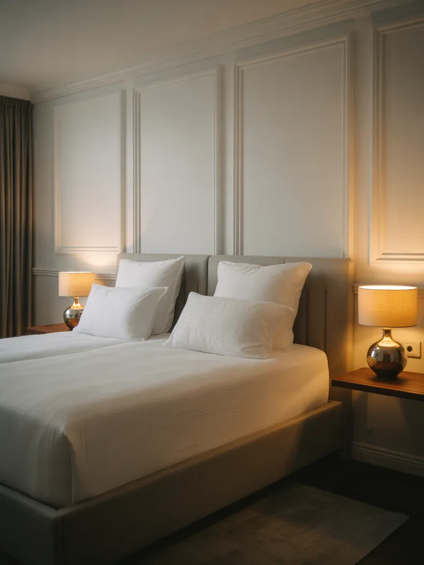 21. Small Space Hotel-Inspired Bedroom 21. Small Space Hotel-Inspired Bedroom