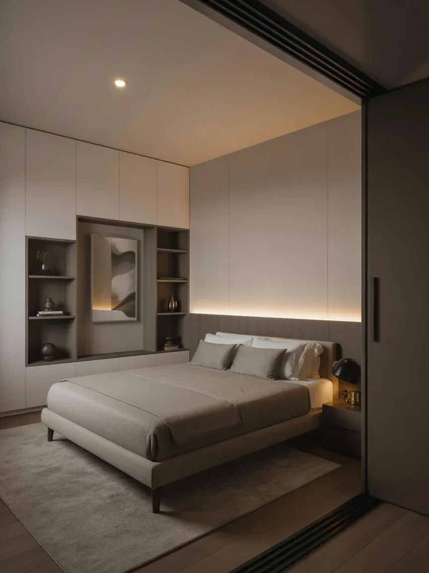 17. Smart Tech Minimal Bedroom 17. Smart Tech Minimal Bedroom