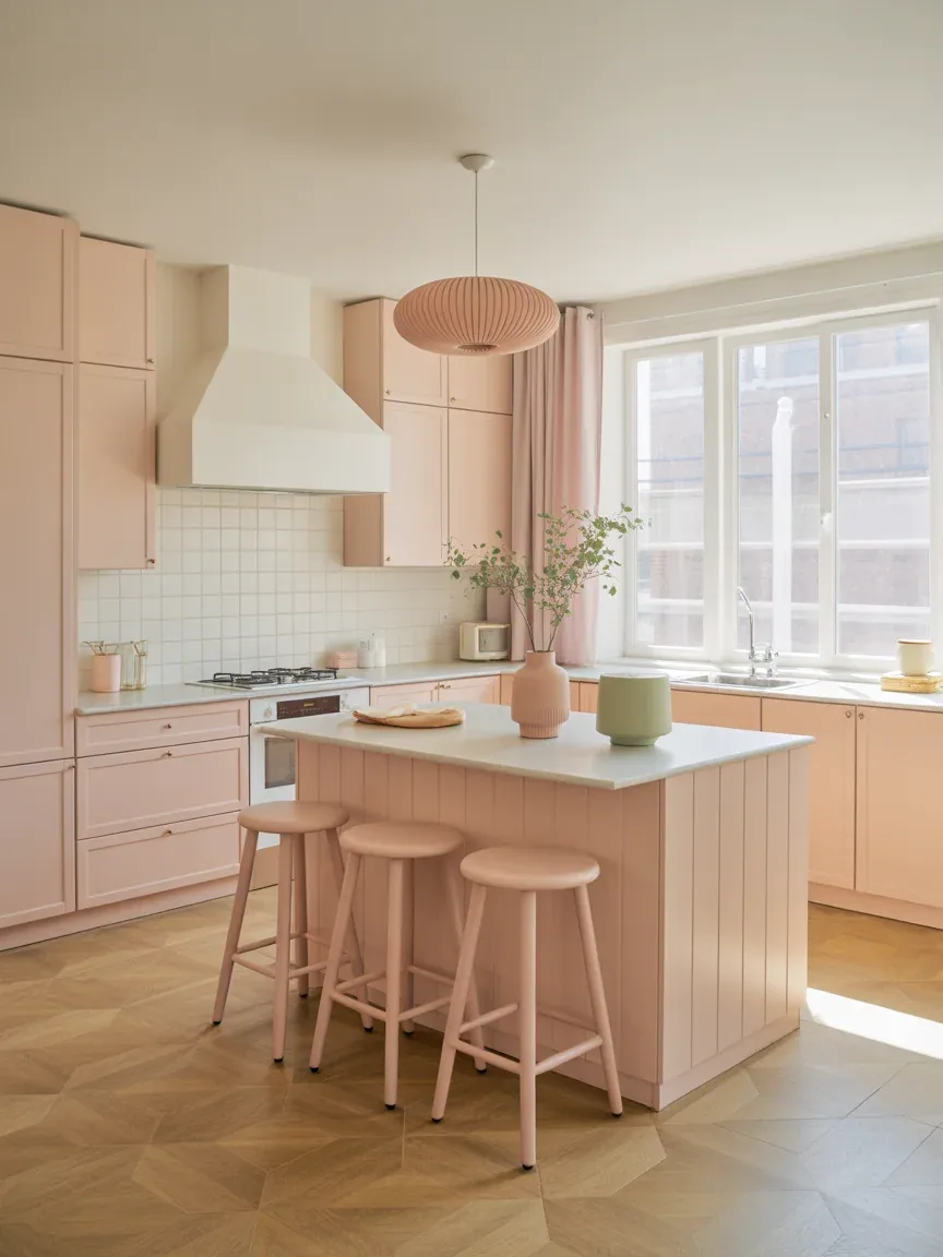 16. Soft Beige Kitchen With Pastel Accents 16. Soft Beige Kitchen With Pastel Accents