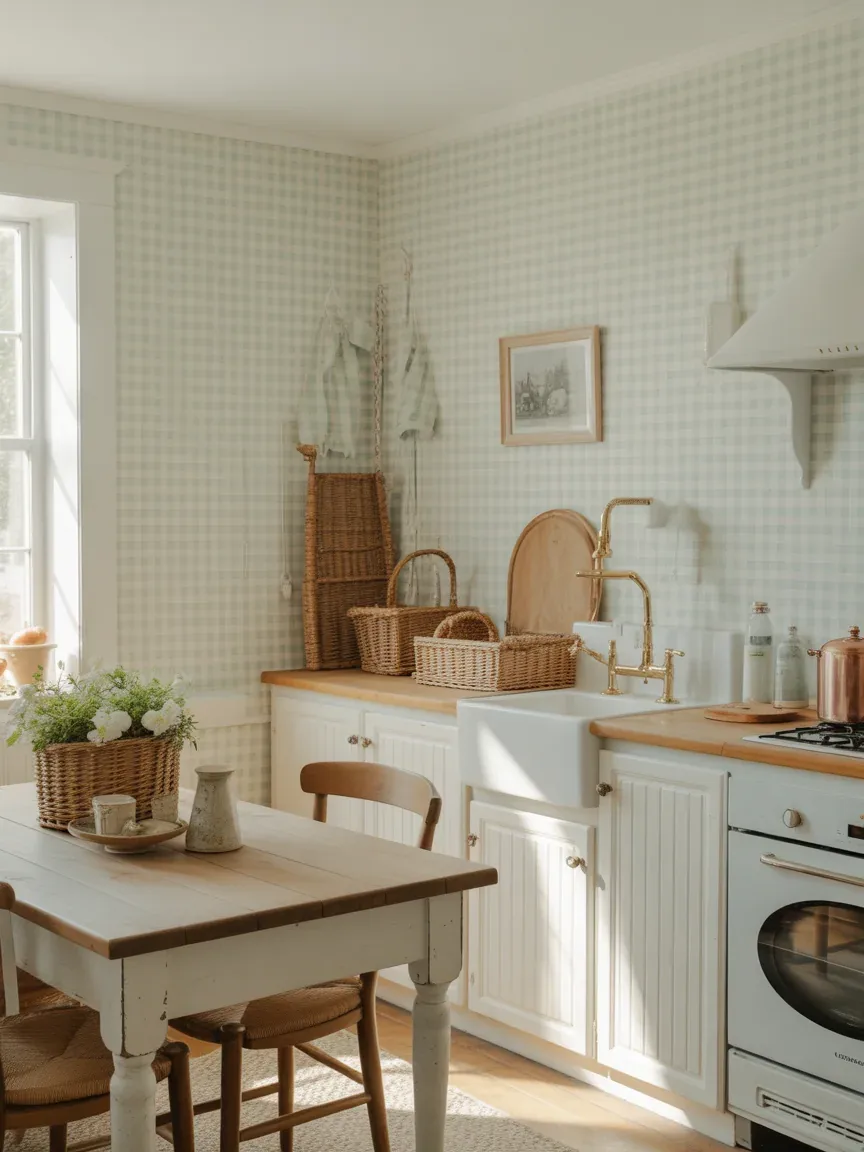 2. Soft Blue Gingham Country Kitchen 2. Soft Blue Gingham Country Kitchen