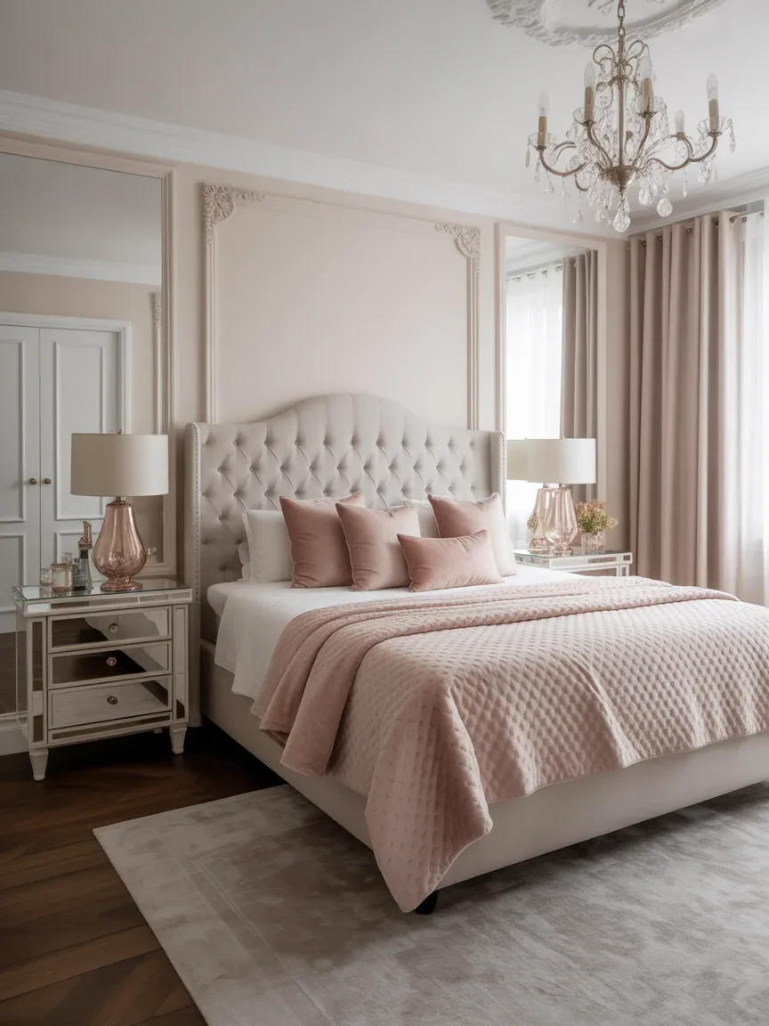 12. Soft Glam Bedroom With Metallic Accents 12. Soft Glam Bedroom With Metallic Accents