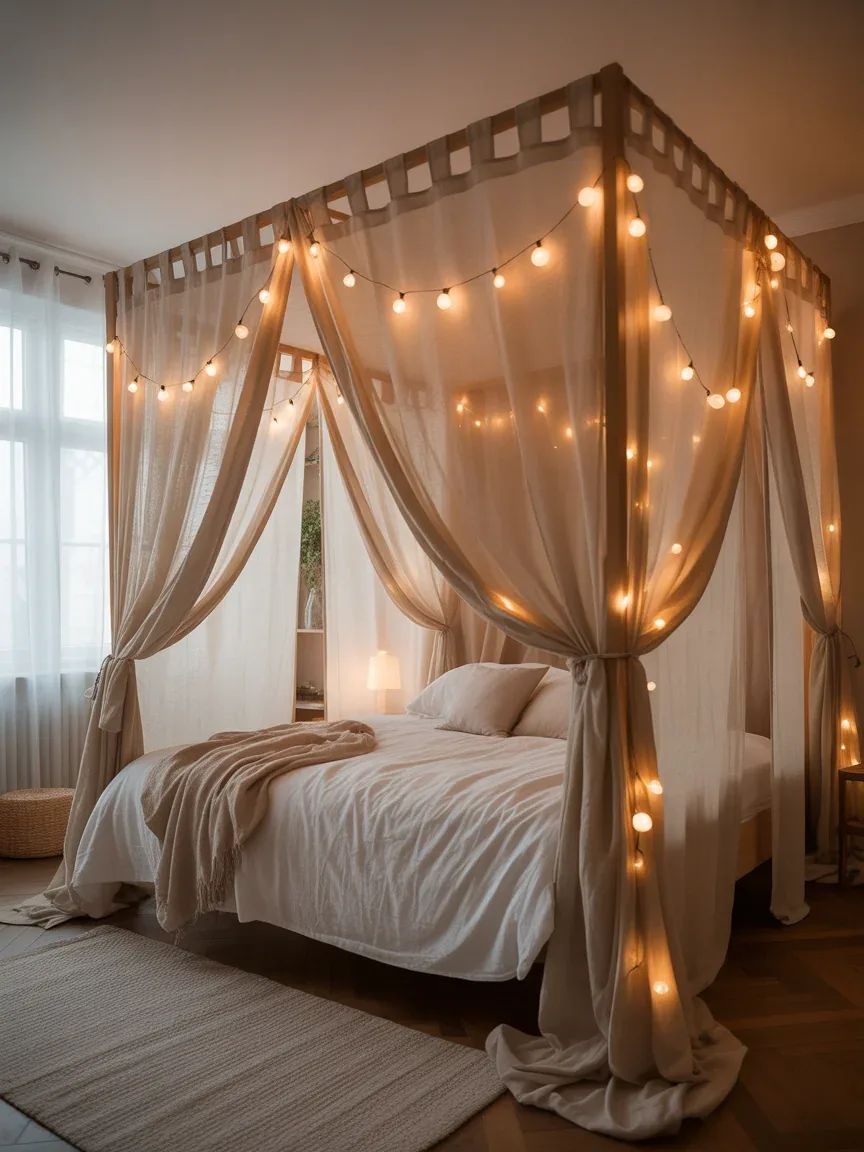 21. Soft Glow Canopy Bed Sanctuary 21. Soft Glow Canopy Bed Sanctuary