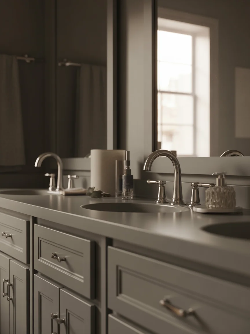 19. Soft Gray Neutral Bathroom With Warm Undertones