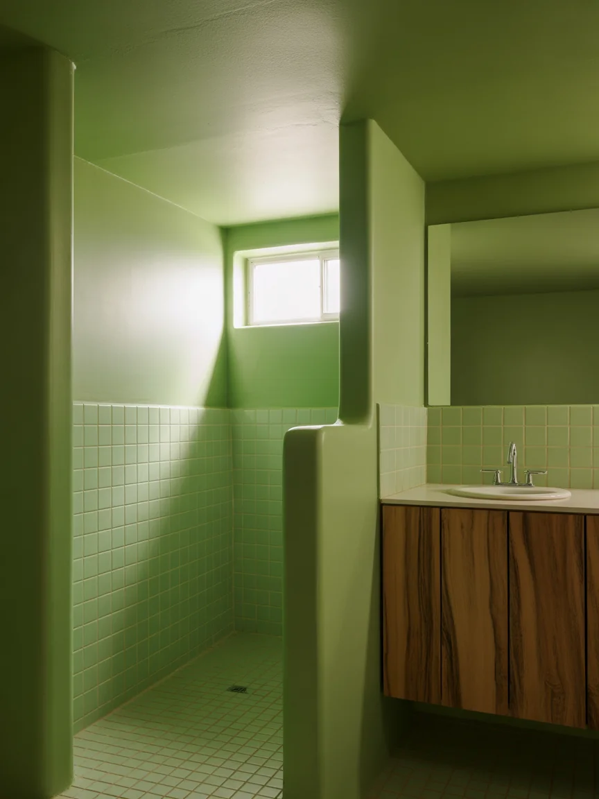 20. Soft Green Nature-Inspired Bathroom