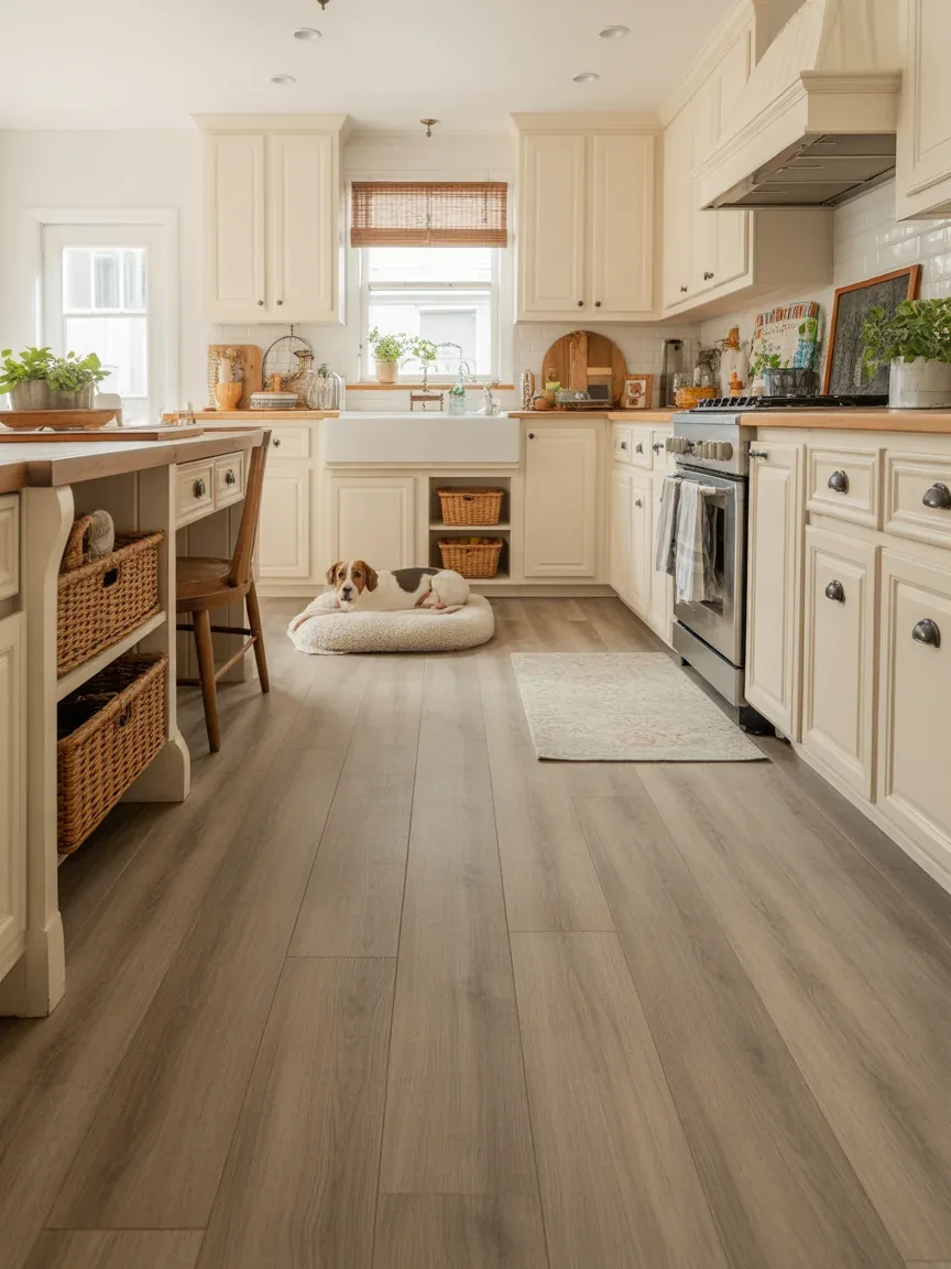 15. Soft Greige Luxury Vinyl Plank Farmhouse Floor 15. Soft Greige Luxury Vinyl Plank Farmhouse Floor