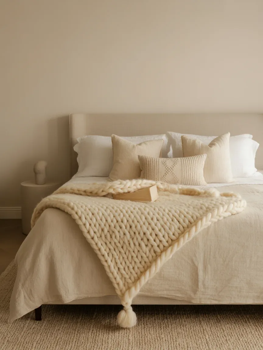 1. Soft Neutral Cocoon With Layered Textures 1. Soft Neutral Cocoon With Layered Textures