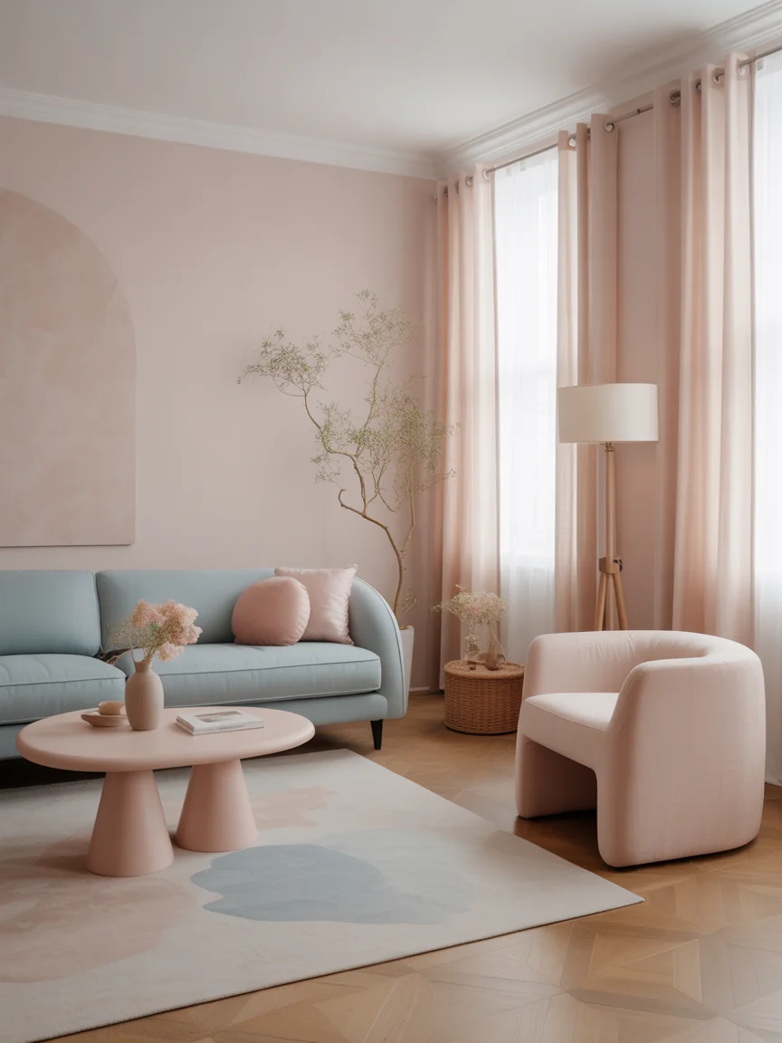 16. Soft Pastel Dream With Light Blue Sofa
