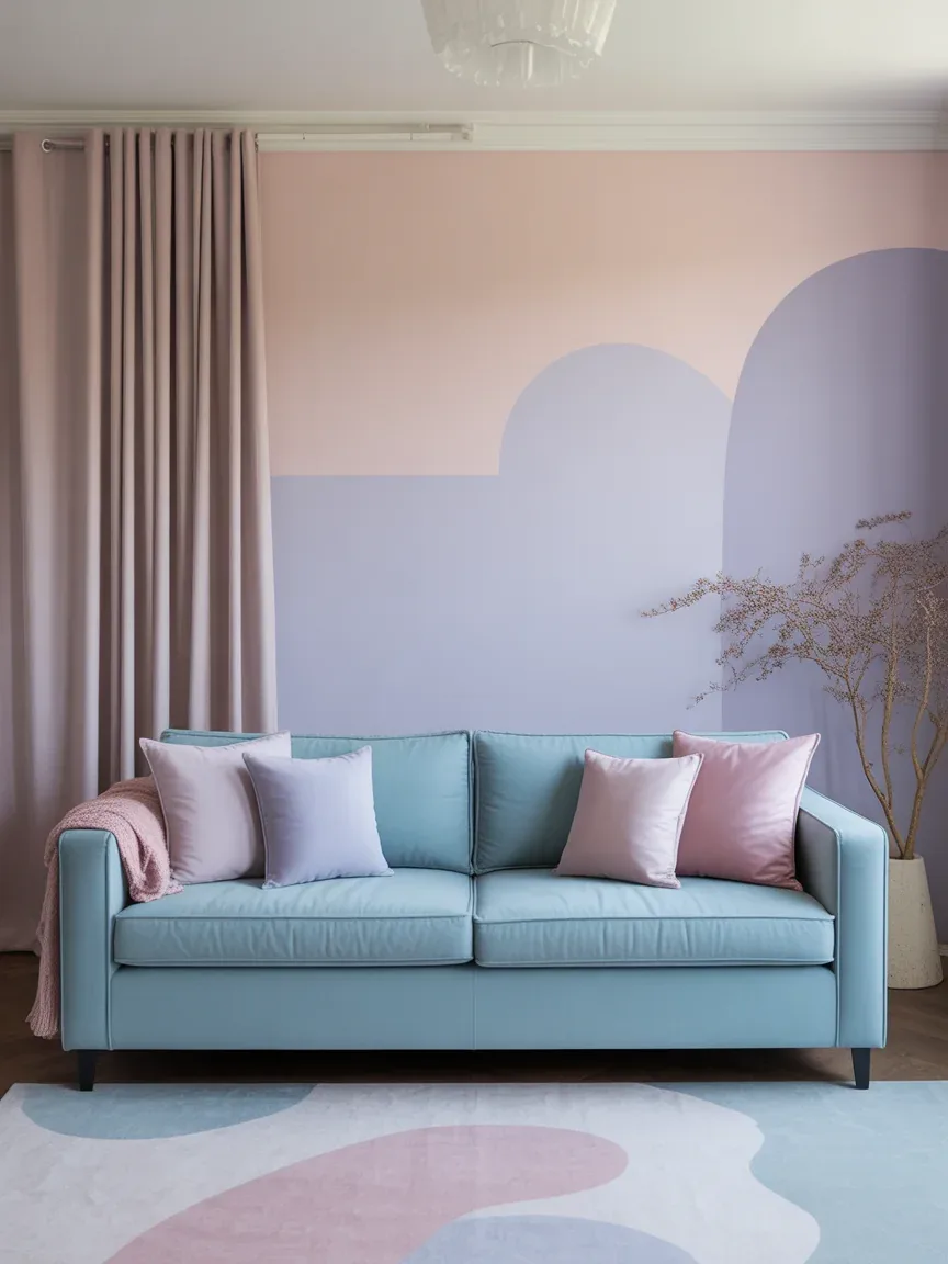 21. Soft Pastel Dream With Powder Blue Sofa 21. Soft Pastel Dream With Powder Blue Sofa