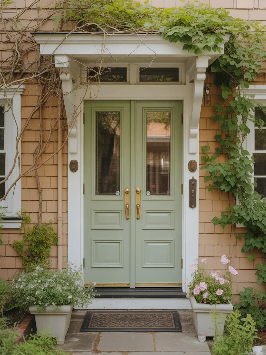 23. Soft Sage Green Cottage Doors 23. Soft Sage Green Cottage Doors