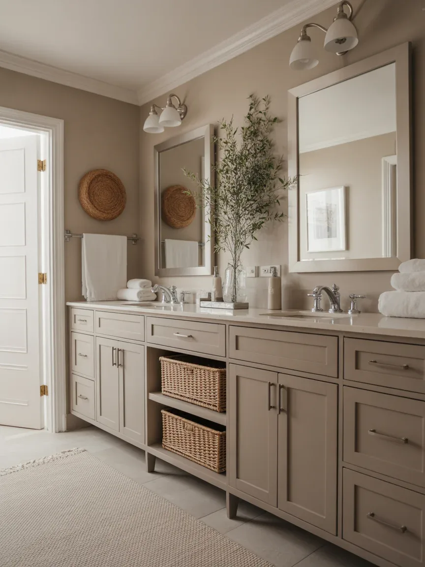 18. Soft Taupe Hotel-Inspired Bathroom 18. Soft Taupe Hotel-Inspired Bathroom