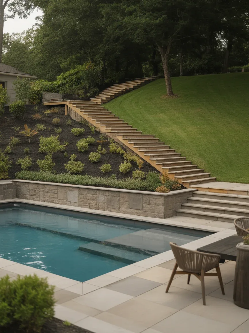 17. Split-Level Fence Layout for Tiered Yards 17. Split-Level Fence Layout for Tiered Yards