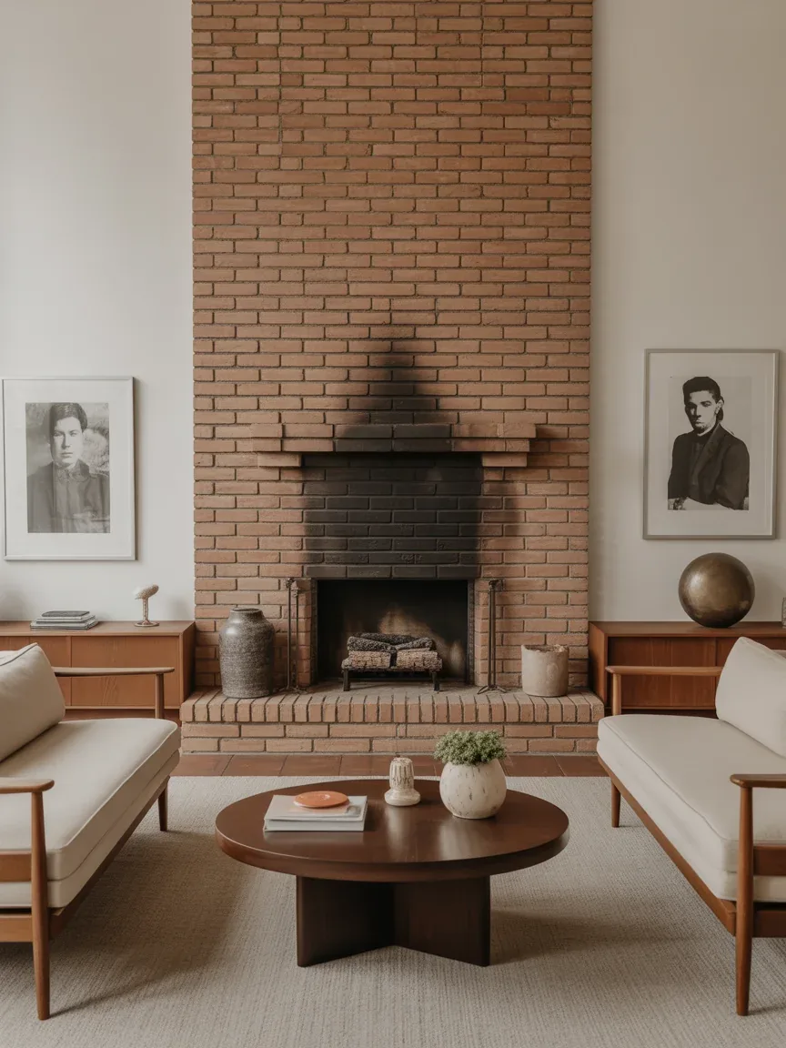 8. Statement Fireplace Mid-Century Layout 8. Statement Fireplace Mid-Century Layout