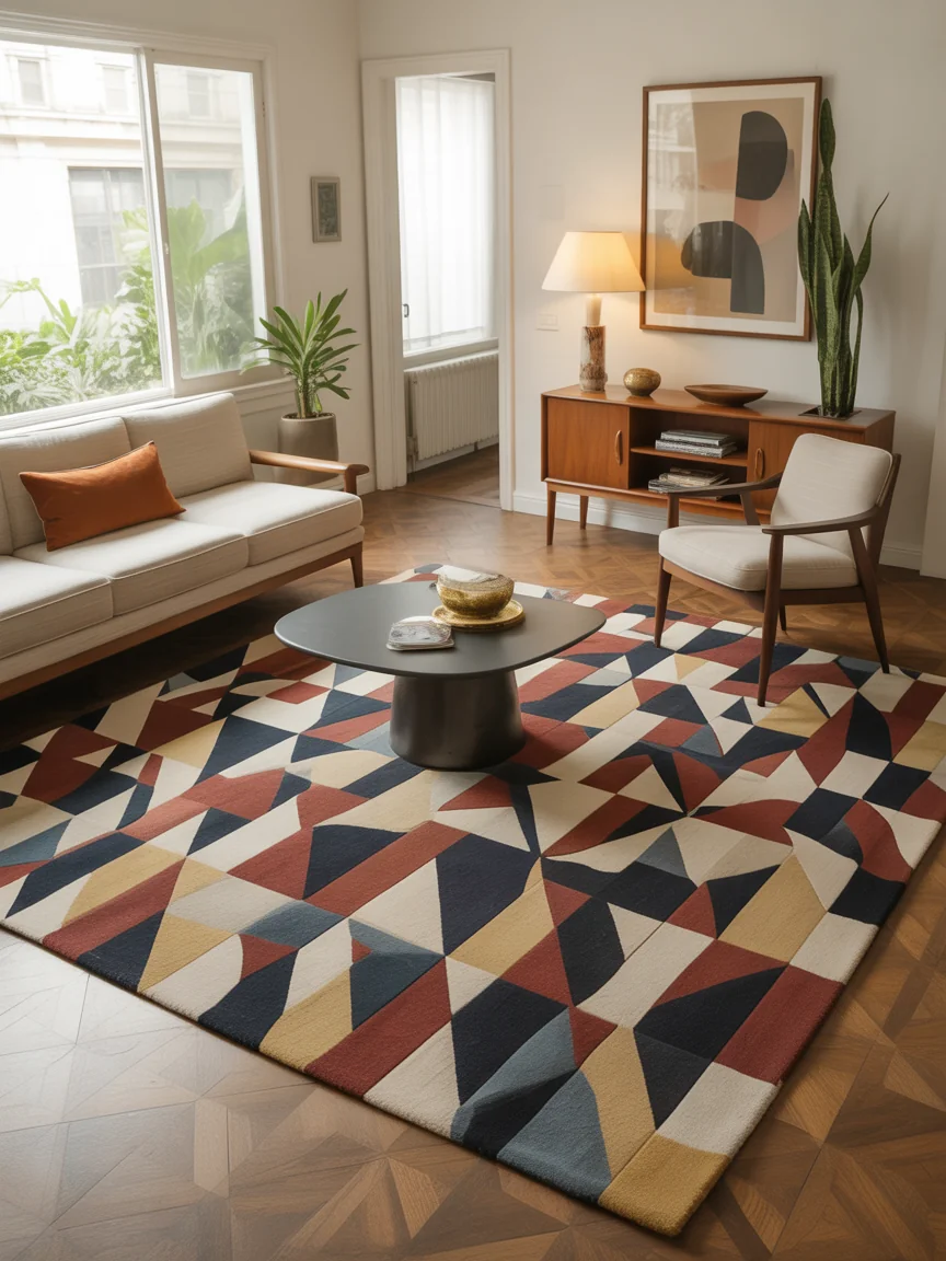 20. Statement Rug-Centered Design