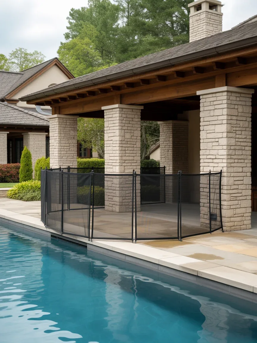 9. Stone-and-Mesh Luxury Combo Fence 9. Stone-and-Mesh Luxury Combo Fence
