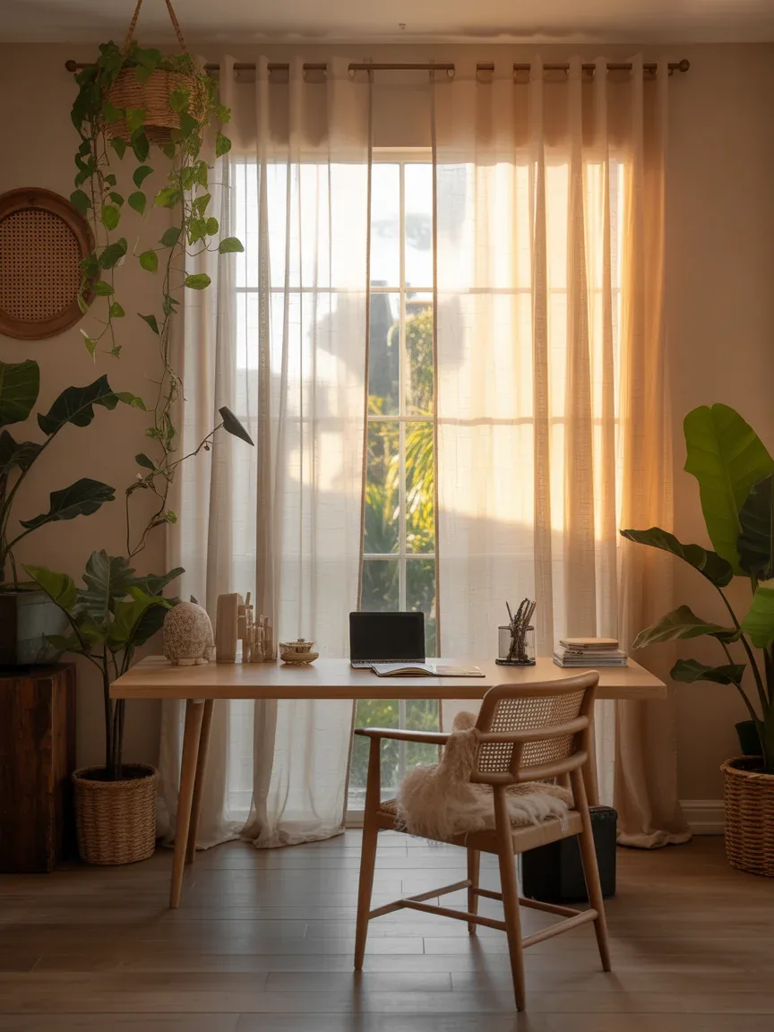 20. Sunlit Window-Focused Boho Workspace 20. Sunlit Window-Focused Boho Workspace