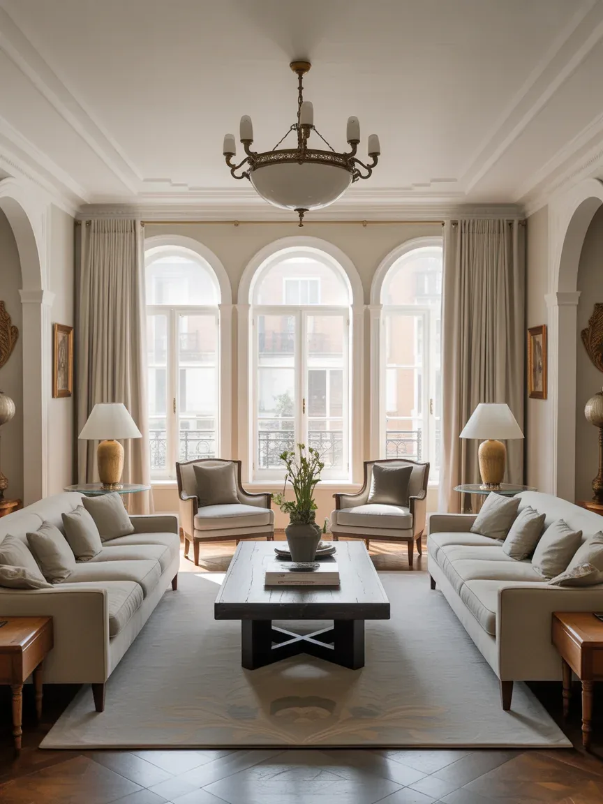 2. Symmetrical Seating With Twin Sofas 2. Symmetrical Seating With Twin Sofas