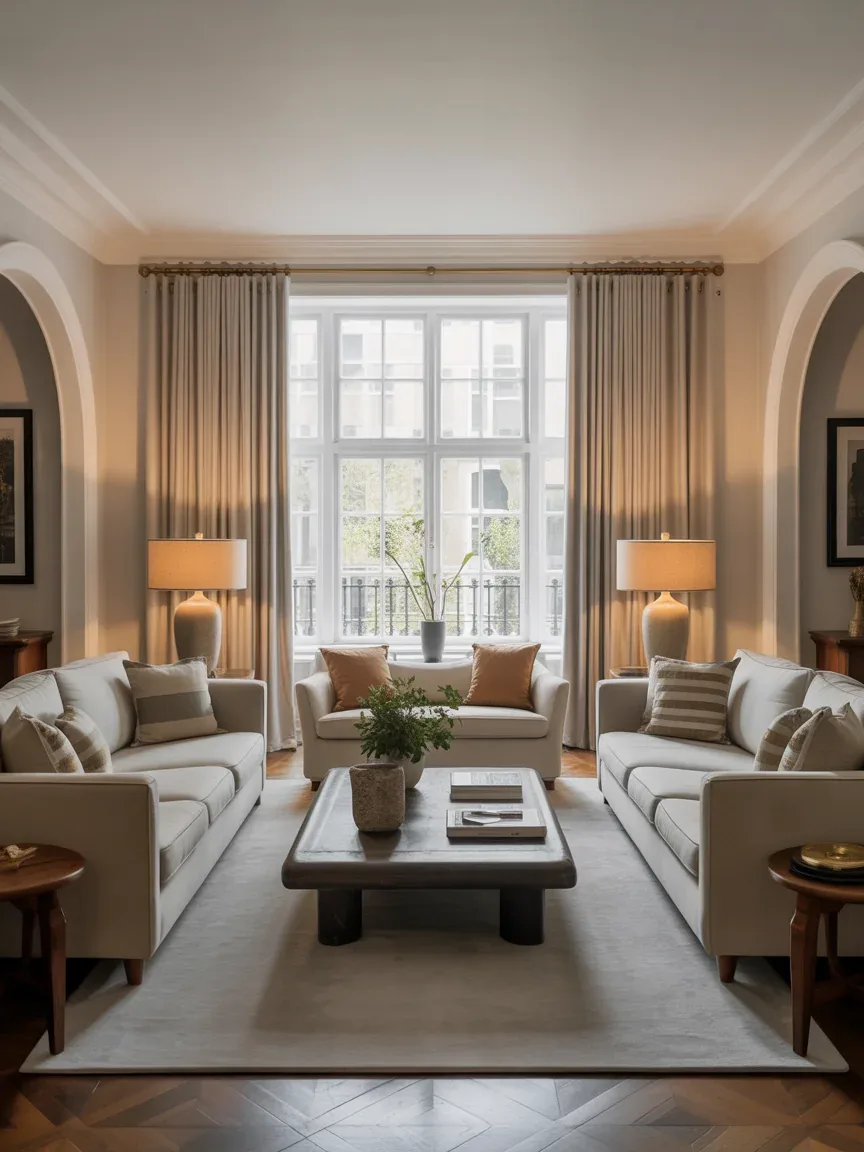 11. Symmetrical Sofa Arrangement 11. Symmetrical Sofa Arrangement
